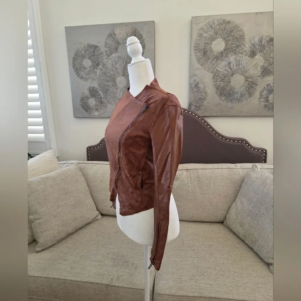 ✨Anthropologie NYDJ✨ 'Sharona' Snakeskin Print Faux Leather Jacket - [Size XSP]